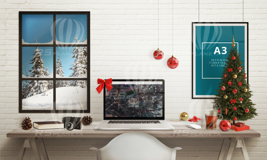 Christmas Desk Mockup Scene Creator Graphic