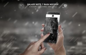 Galaxy Note 7 Rain Mockup is no ordinary mockup. This is a mockup made of photographs and 3d renders of new Samsung Android smart phone. Therefore, the reflection on smart phone is ideal and such quality can not be achieved by conventional photo shooting. Therefore, this mockup is nice to promote your design, responsive web sites, user interfaces or creating images to be illustrations online or newspaper articles.