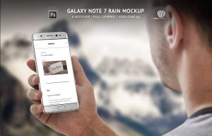 Samsung Galaxy Note 7 Rain Mockup