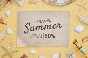 summer travel map mockup