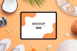 summer travel tablet mockup