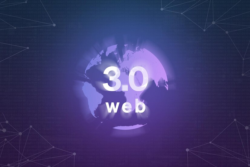 world wide web 30 based blockchain technology earth concept illustration purple background with network nodes