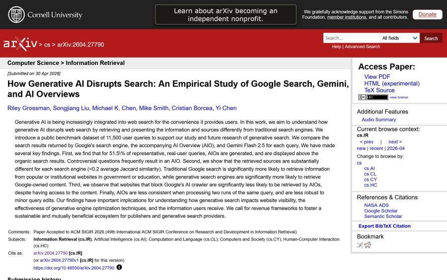 How Generative AI Disrupts Search: An Empirical Study of Google Search, Gemini, and AI Overviews